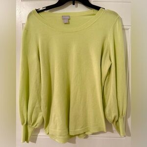 Chico's Lime Green Crewneck Sweater